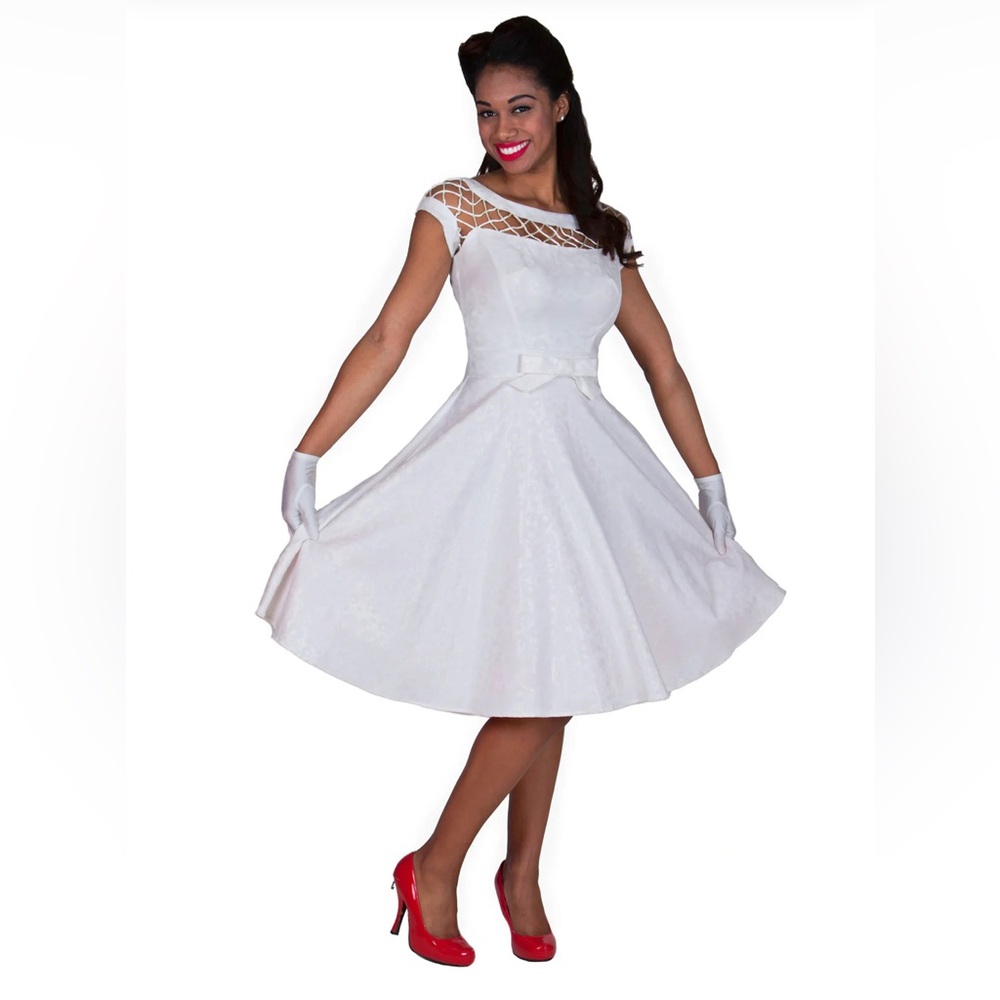 Tatyana Alika White Iridescent Patterned Circle Dress Size Medium - Picture 2 of 7